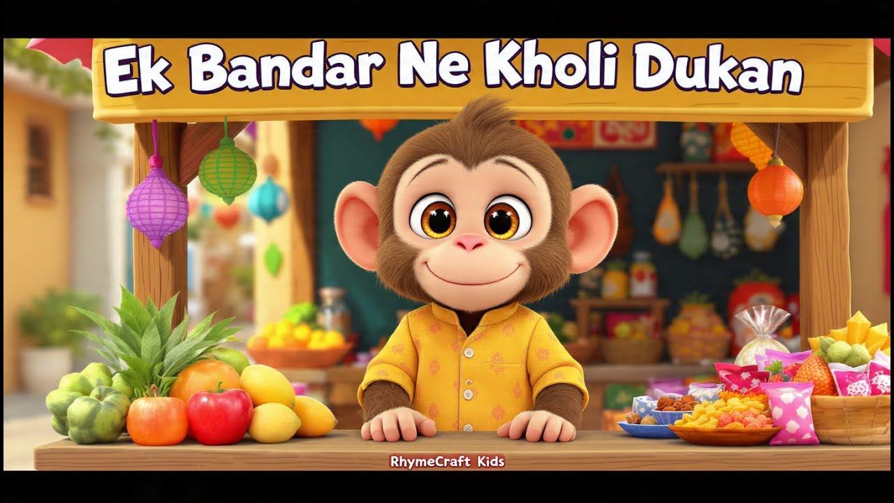 Ek Bandar Ne Kholi Dukan | Moral Story Rhyme for Kids | RhymeCraft Kids   ,#RhymeCraftKids,