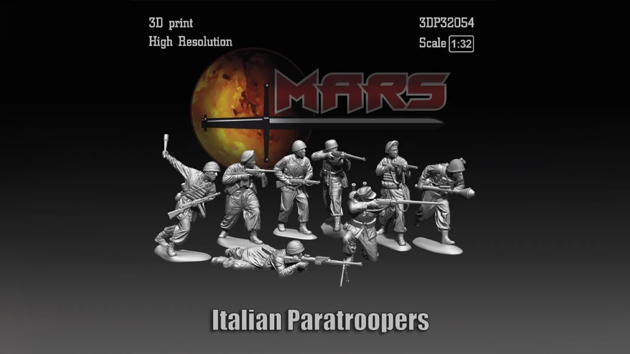 Unboxing Mars Figures 3DP32054 1/32 Italian Paratroopers 8 Figures 3D Printed Resin