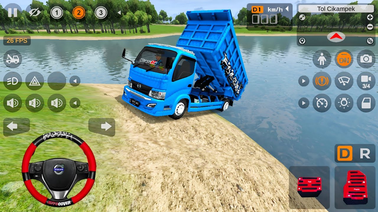 Truk Oleng Hino Dutro Dump Bawa Pasir Dari Danau l Mod Bus Simulator Indonesia