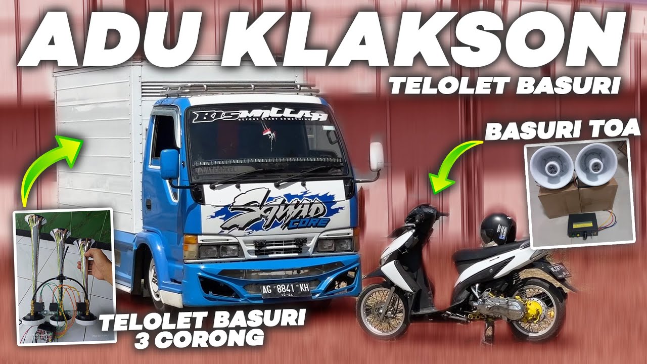 Truk Squadcore Adu Klakson Telolet Basuri Bareng Motor Pakai Basuri Toa‼️