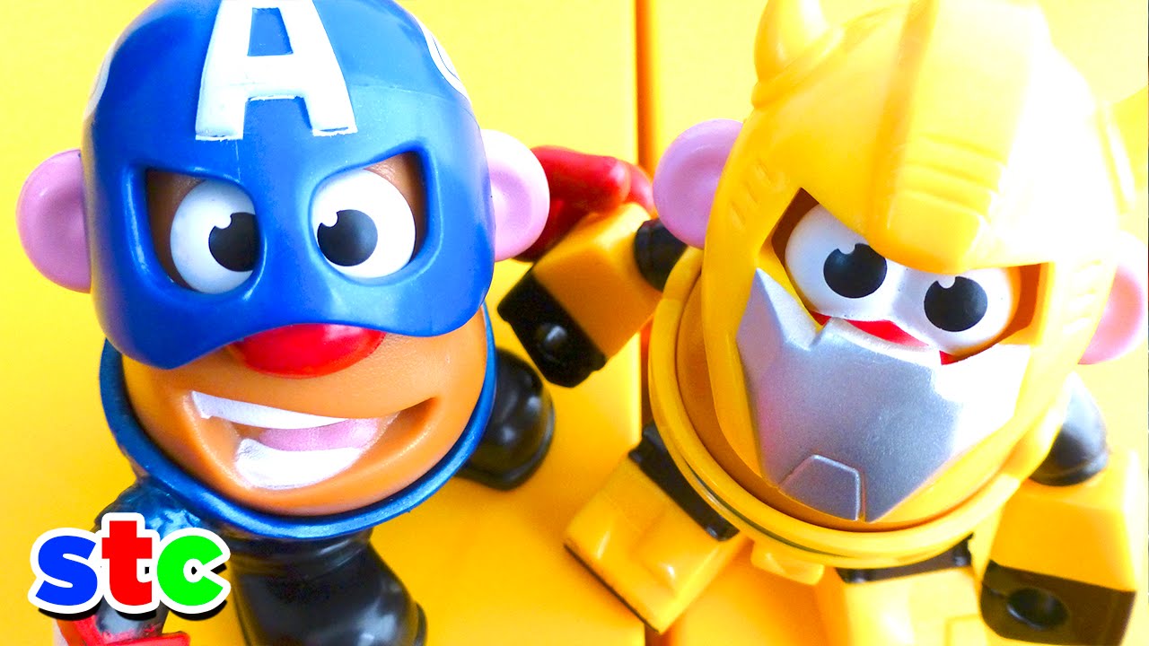 Mr Potato Head Avengers vs Transformers | Patata Transformers Bumblebee y Capitan America