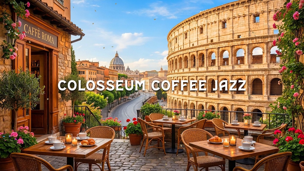 Colosseum Coffee Jazz 🇮🇹 Rome Morning Cafe Vibes | Smooth Piano Jazz & Italian Cafe Music
