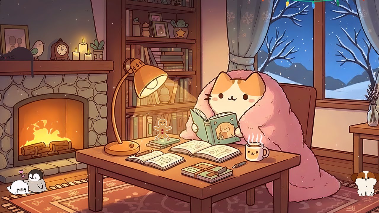 Mochi Cat's Winter Study Session ✍ Lofi Cat Music ✨ Calm Beats for Focus & Warm Vibes