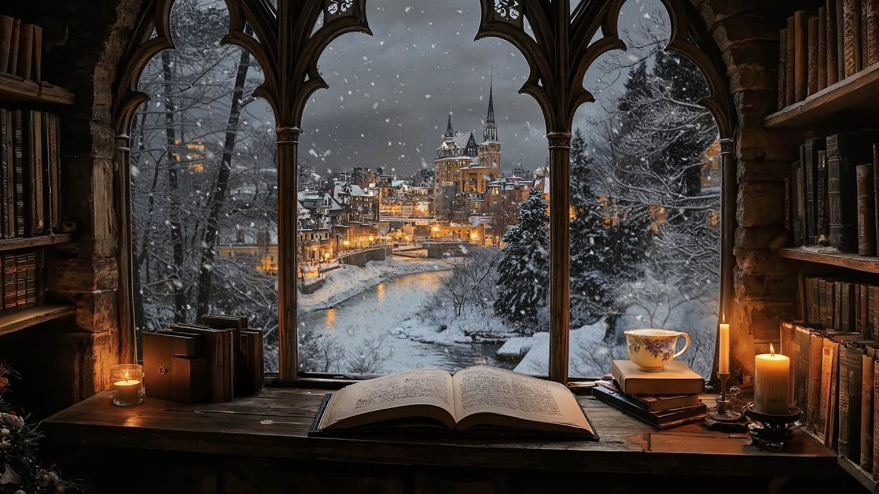 Candlelight & Snowy Silence ❄️ Victorian Dark Academia Ambience for Writing & Reflection