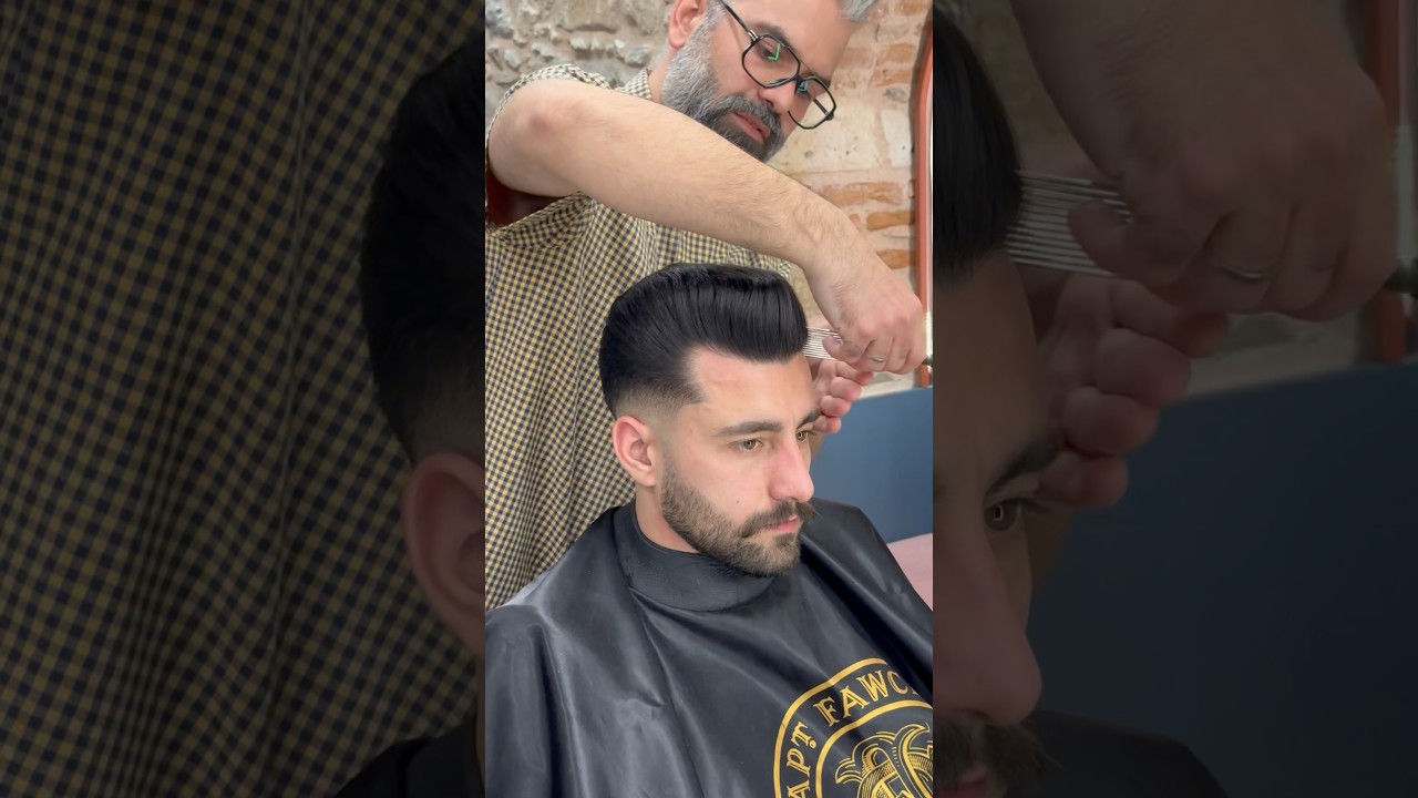 New old style pompadour with fade🤘🏽 #classic #haircut #pompadour #barbershop #hairinspo