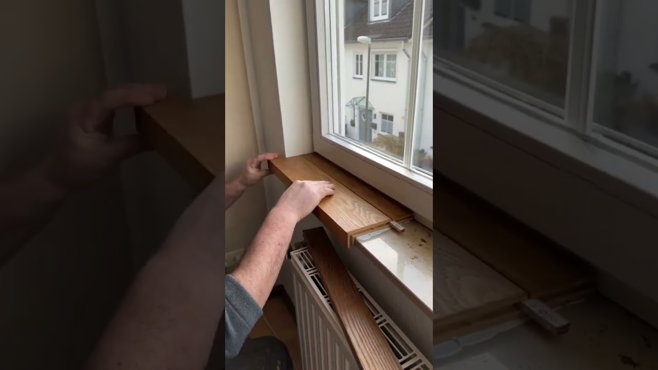 Fensterbank mit Holz verkleiden / Parkett auf Fensterbank verlegen