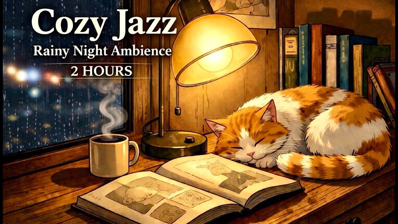 2 Hours Cozy Jazz | Rainy Night Ambient