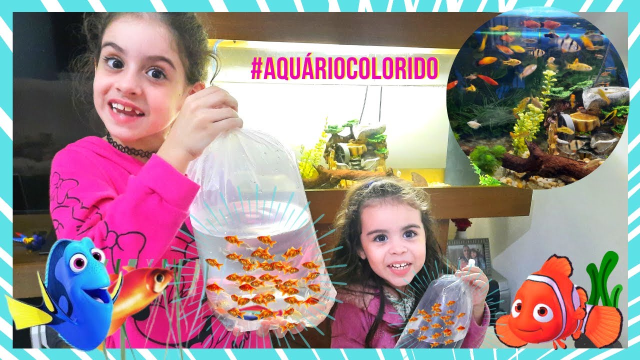 NOSSO AQUÁRIO FICOU COLORIDO- Compramos Muitos Peixes | Malu e Alice