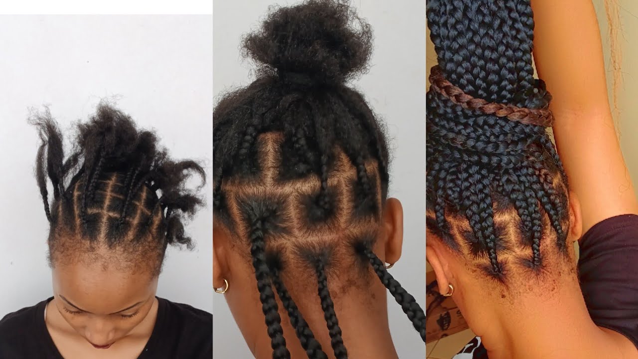 OMG! first time doing large knotless  DIY🤭#hairtutorials #knotlessbraid
