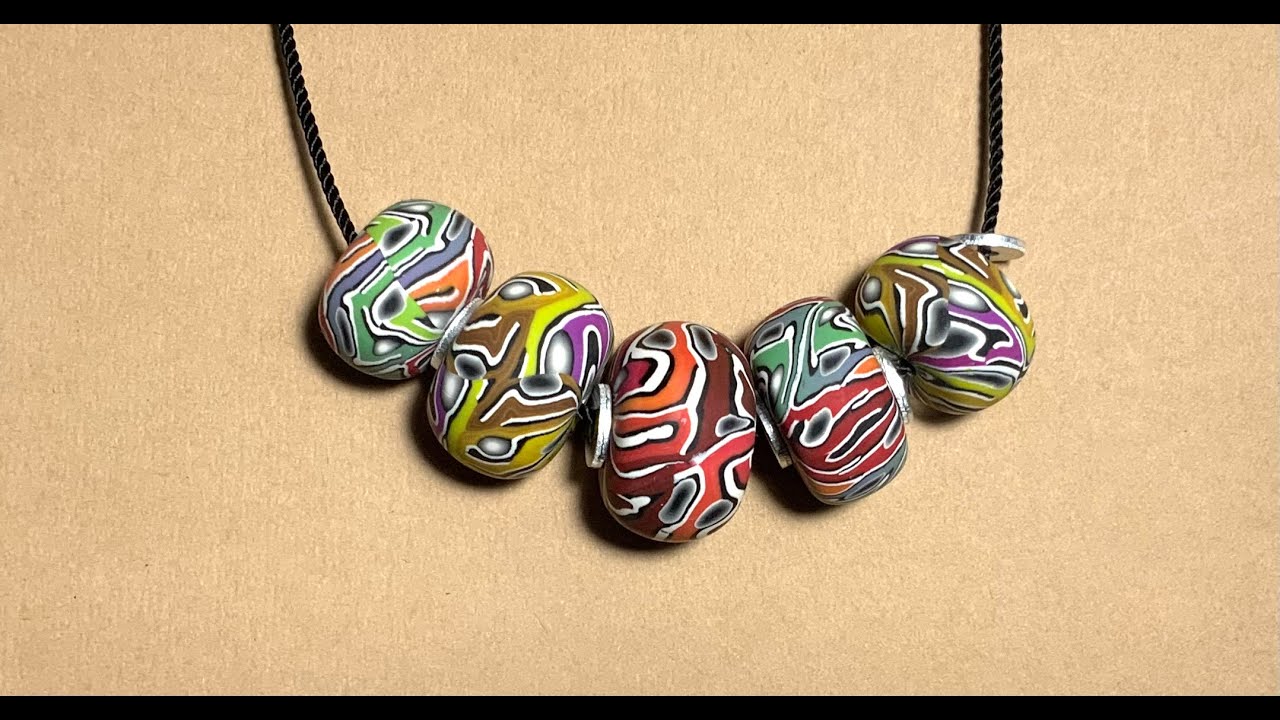POLYMER CLAY RONDEL BEADS  w/ Broken Brain Cane Pt. 3