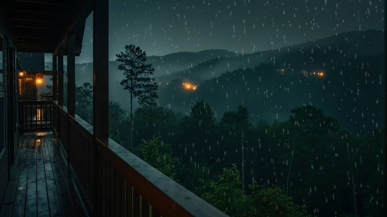 (Без рекламы) Нежный ночной дождь на уютной горной веранде 🌧️ 6 часов мягких звуков дождя для сна