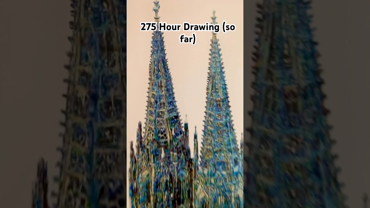 275 Hour Drawing (so far) #shorts #art #artist #draw #drawing #architecture #cathedral #detailing