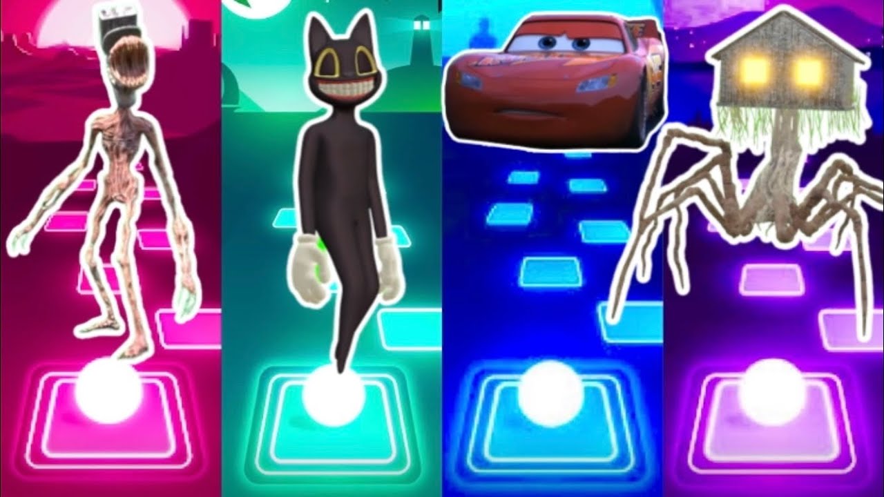 House head VS Cartoon cat VS Mcqueen VS Toilet head / Tiles Hop EDM Rush