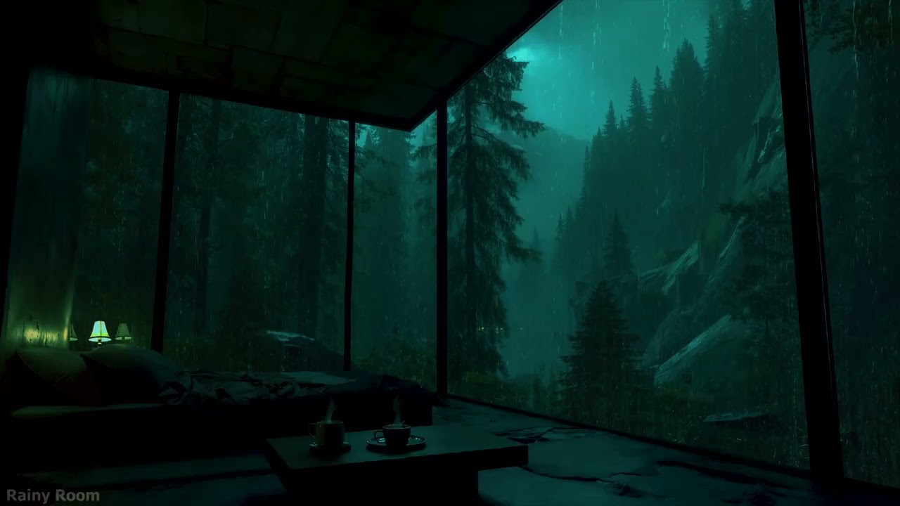 Forest Rain at Night 🌧️ Dark Bedroom Sleep Ambience | Relax Deeply & Drift Into Sleep