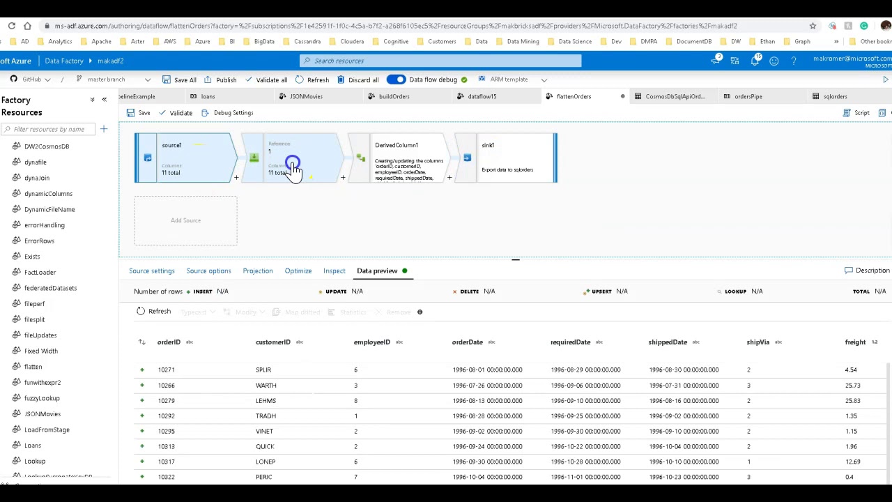 ADF Data Flows Transformation: Flatten