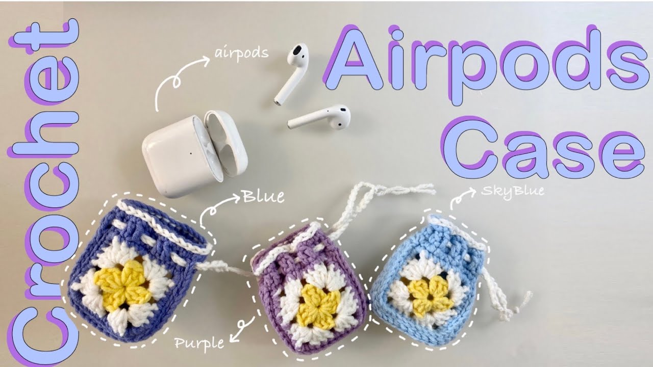 [코바늘] 자투리실로 만드는 그래니스퀘어 에어팟케이스💜/Grannysquare Airpod Case for Crochet