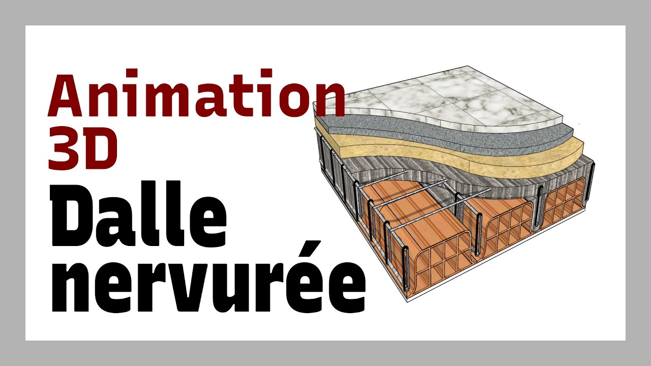 Animation 3D - Coupe d'une dalle nervurée HD