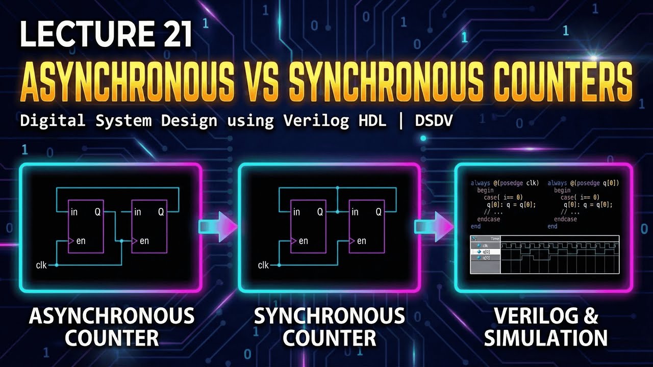 Lecture 21: Asynchronous vs Synchronous Counters | Verilog RTL Coding and Simulation