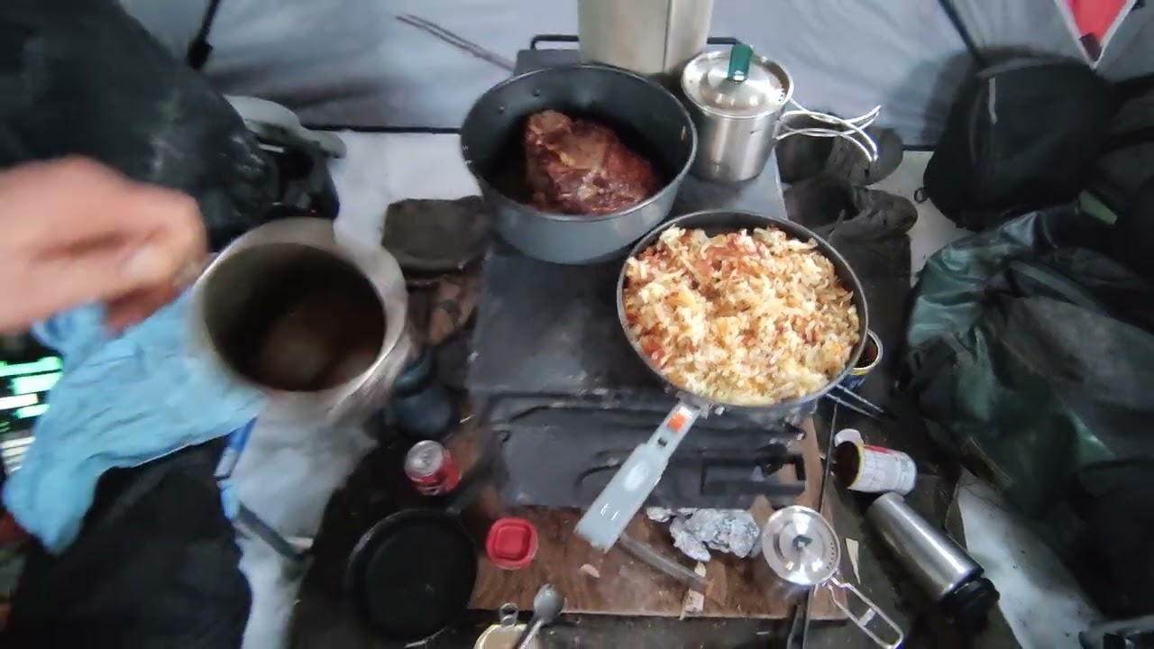 5 star meal on the frozen Yukon ice fishing at 40 Below Zero. 