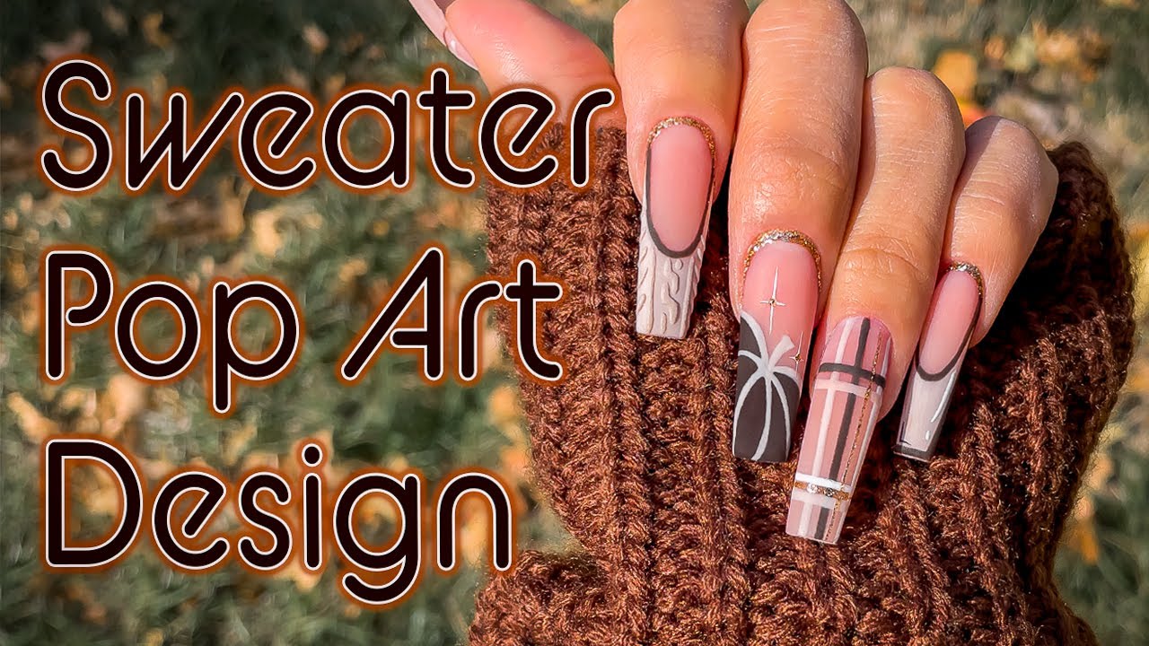 Sweater Pop Art Design | How to do Sweater Fall Nails | Nail Art | De Uñas Acrílicas Nails Uñas