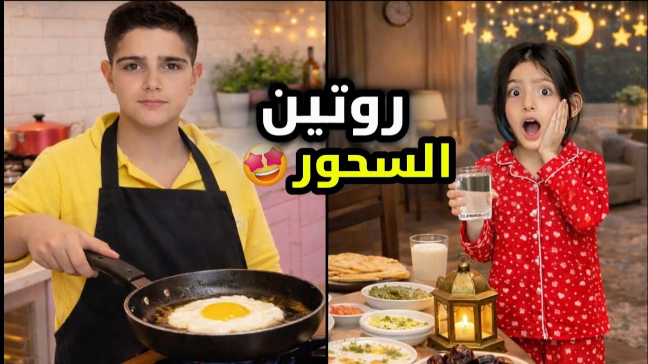 روتين السحور🌙 خلينا ياسر يساوي السحور لحالو😅ياحرام ريناد مالحقت تشرب مي🥺يومياتنا في رمضان.