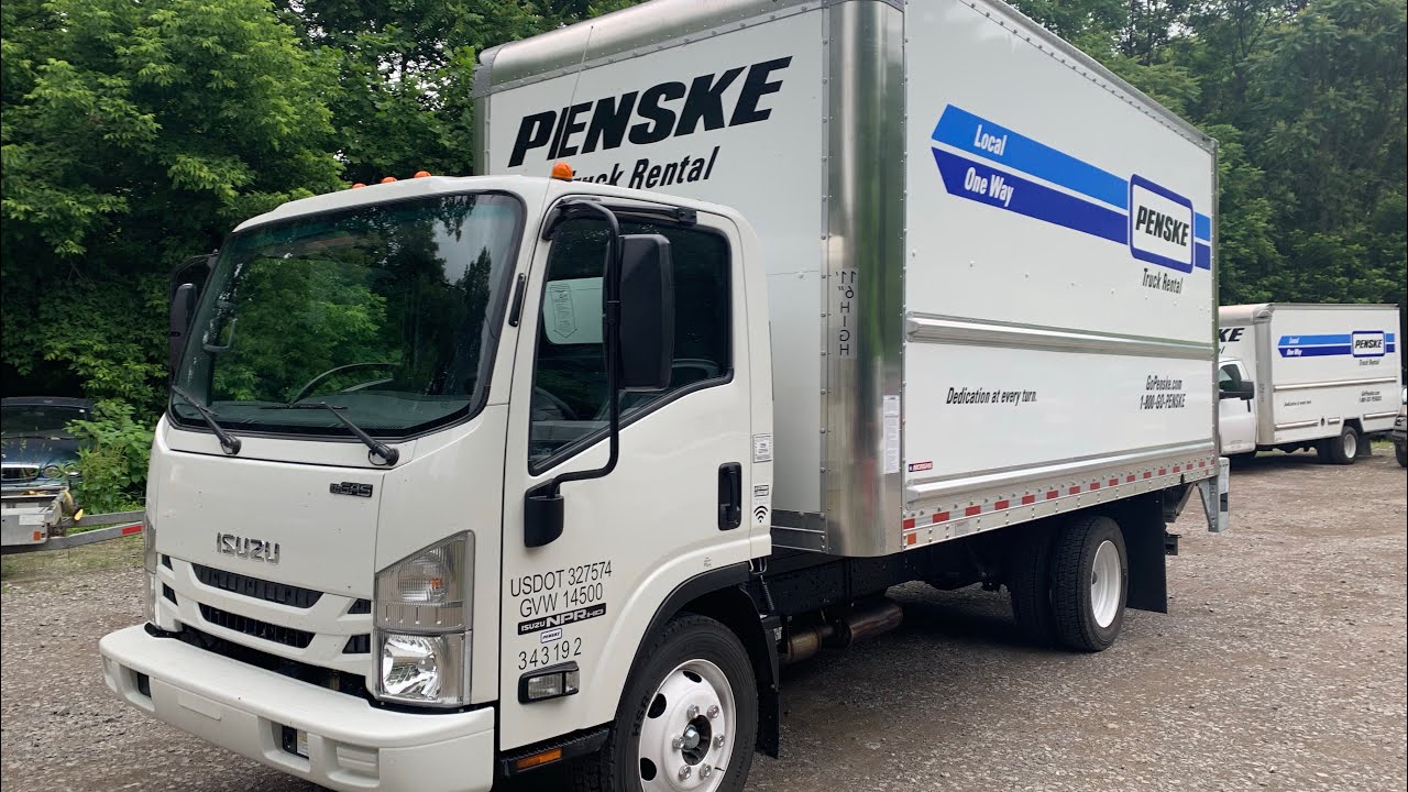 2019 Isuzu NPR HD 16-футовый фургон Penske с подъемным бортом