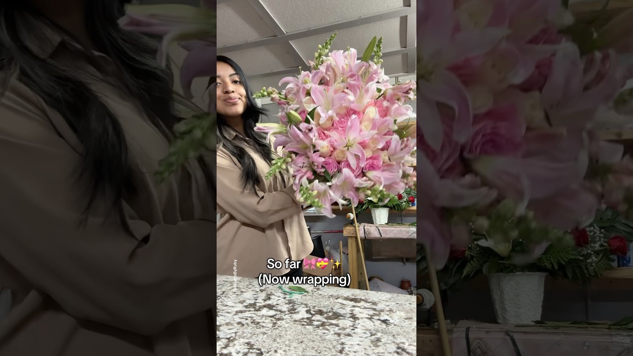 Made a lily bouquet 🎀 #trendingshorts #lilies #lily #ramobuchon #florist #flowers