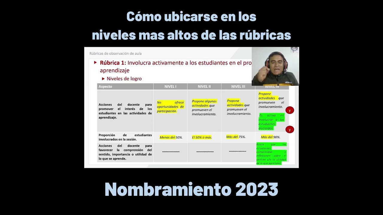 Cómo alcanzar los NIVELES MÁS ALTOS  en las RÚBRICAS de evaluación | Nombramiento 2023