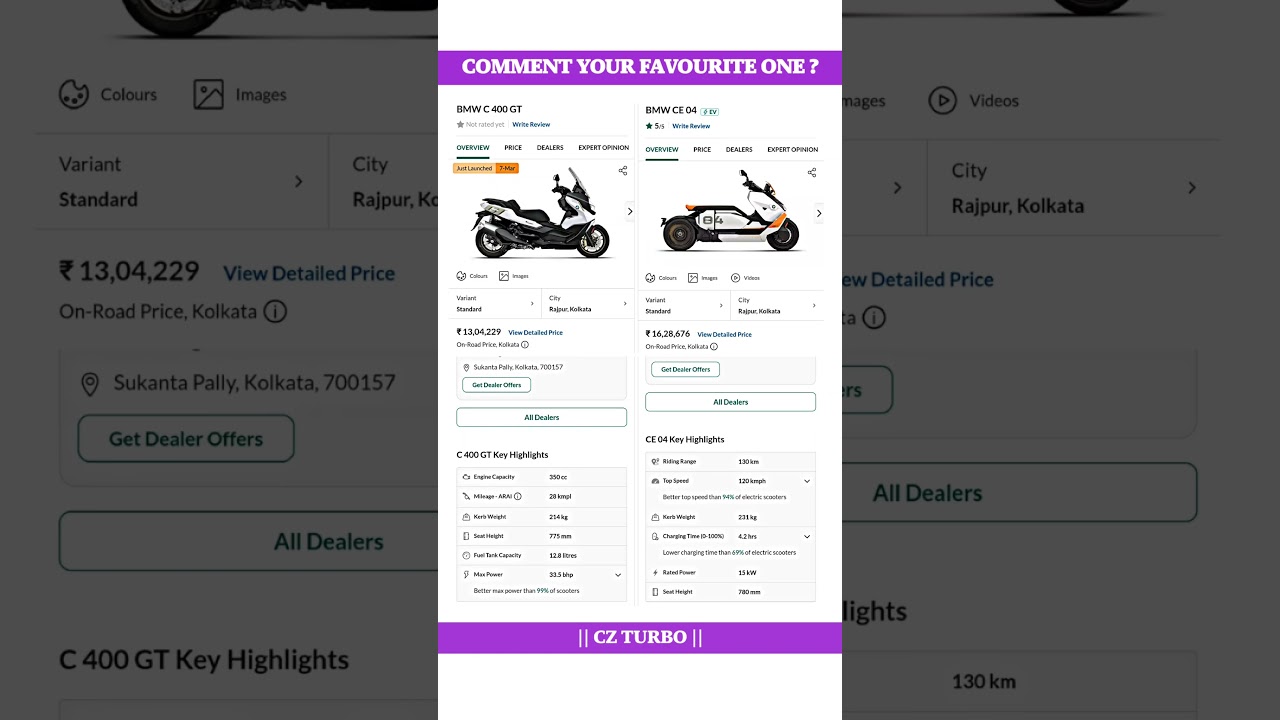 Bmw C 400 GT Vs Bmw CE 04 Full Comparison Review