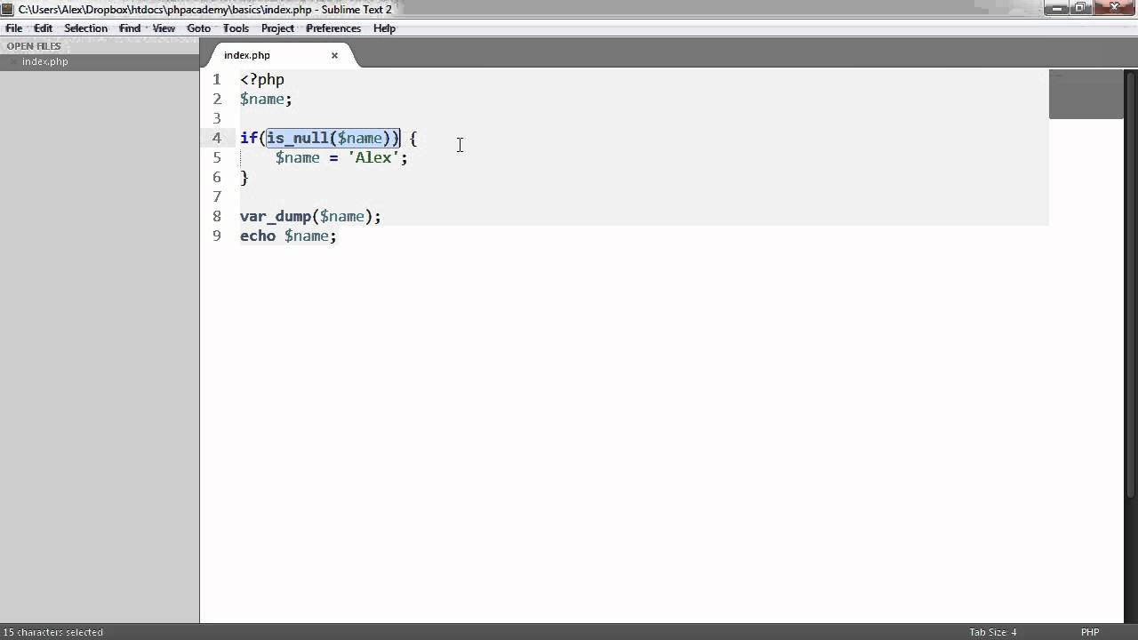 Learn PHP: NULL