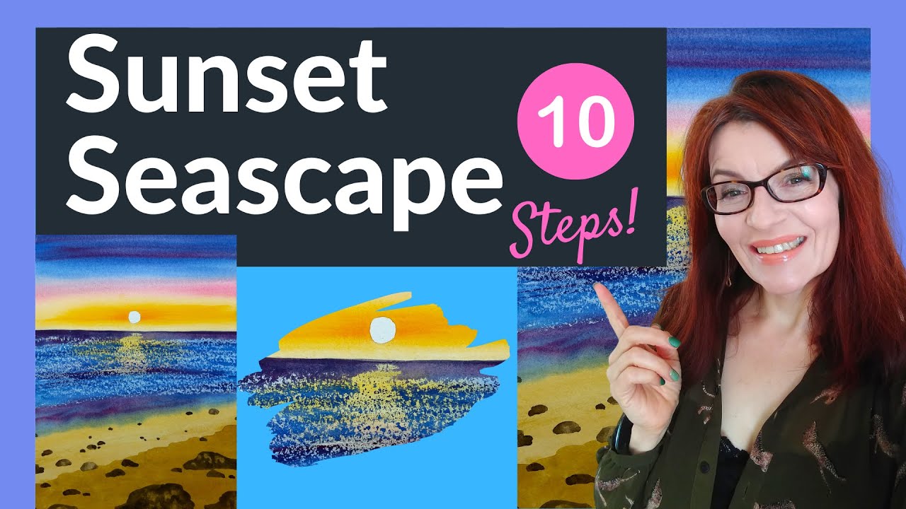 Sunset Seascape Watercolor (10 Easy Steps)