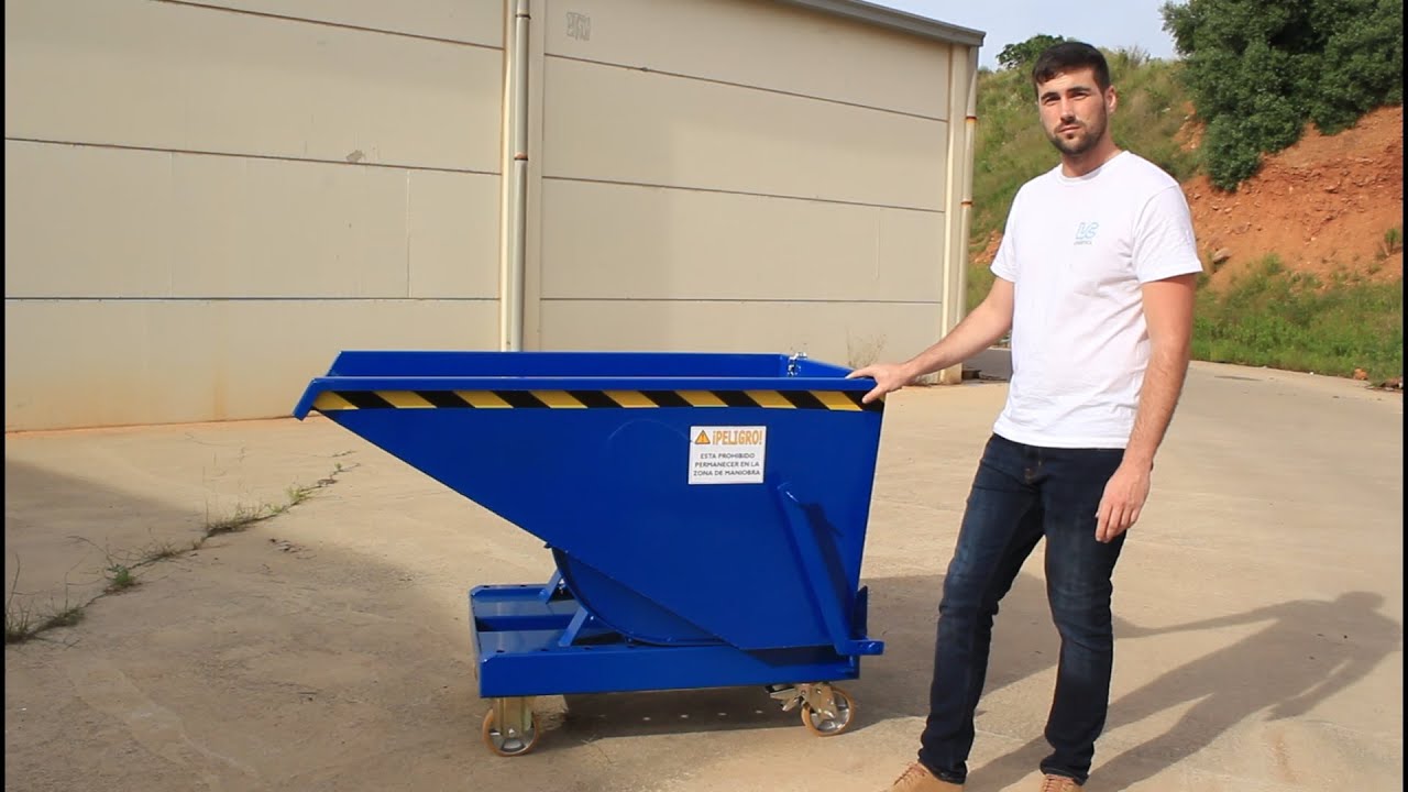 Tolva contenedor auto basculante para carretilla elevadora