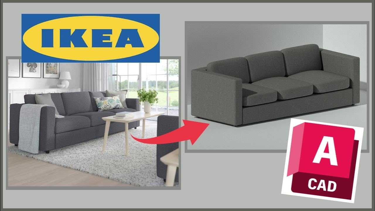 AutoCAD 3D Model - IKEA Sofa Illustration