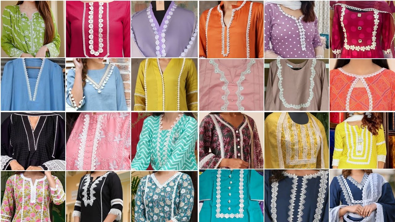 New Neck Design Ideas with White Lace For Kurti/Blouse 2023 | Beautiful Neck Design