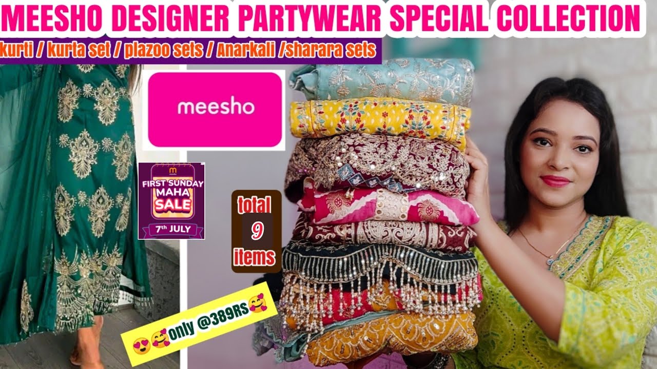 😍👗||Meesho Haul||Meesho Designer party'wear kurta set haul Rs@389Rs sharara/lahenga|wedding Dresses|