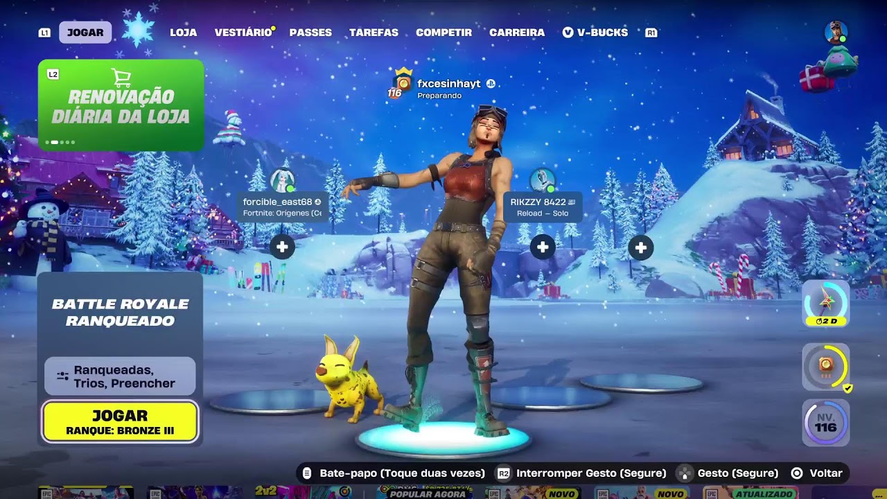 Fortnite modo BATTLE royale trio ranqueada constru&ccedil;&atilde;o feat Fxcesinhayt