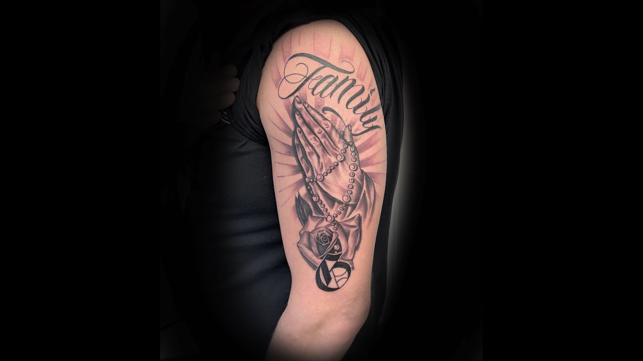 Tattoo time-lapse praying hands