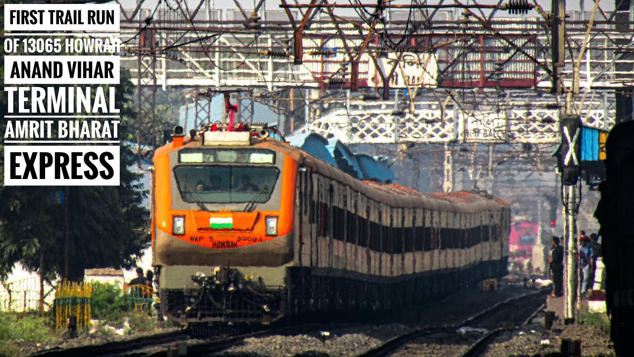 First Trail Run Of 13065 Howrah Anand Vihar Terminal Amrit Bharat Express Skipping Bally #viralvideo