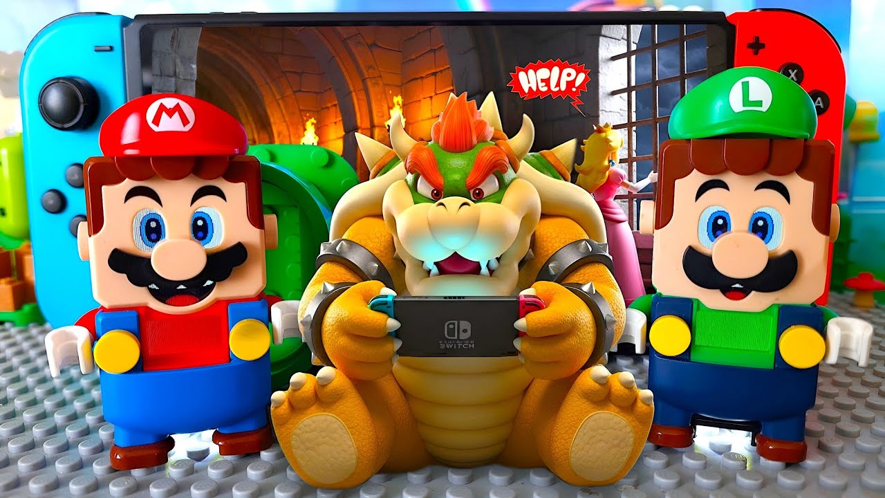 Bowser is playing the Nintendo Switch! Lego Mario & Luigi must save the Princess!   #legomario