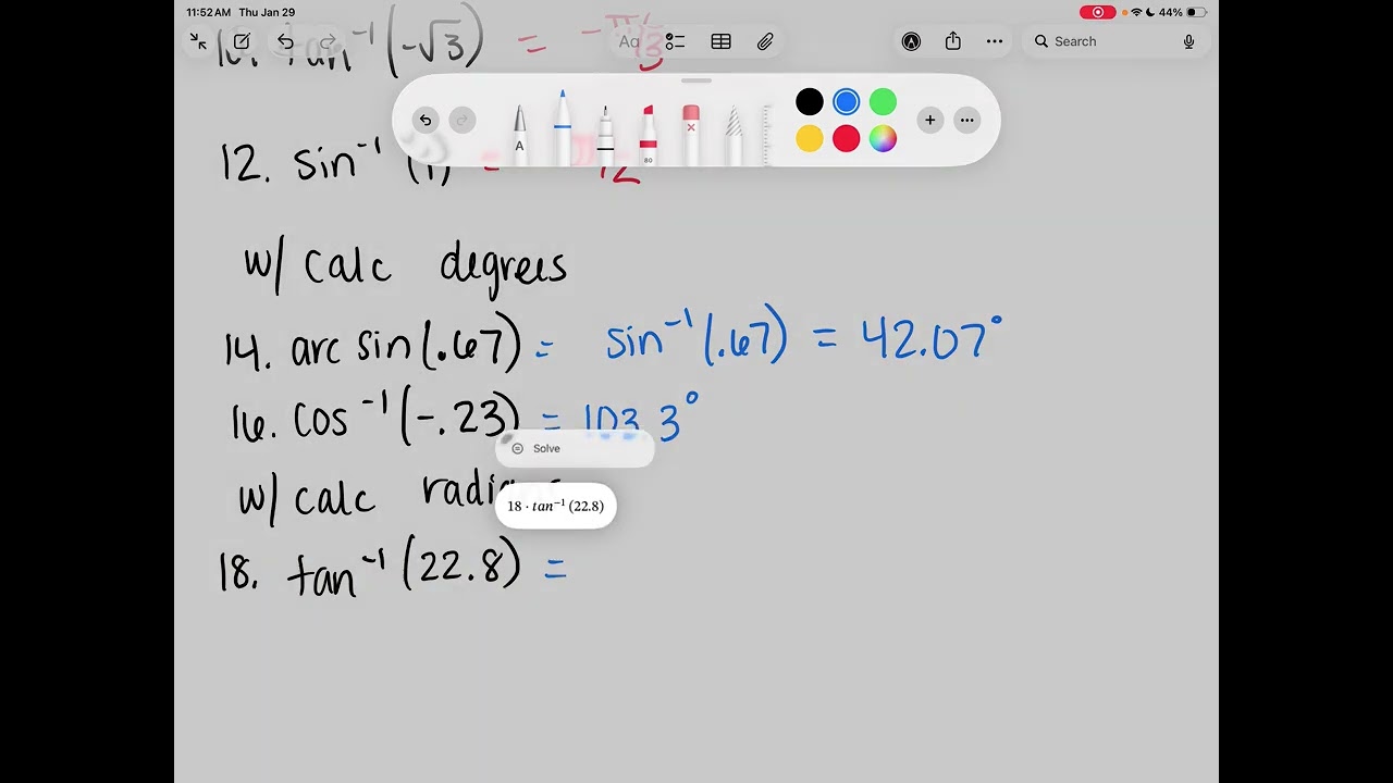 AP Precalculus 4.7 Inverse Trigonometric Functions