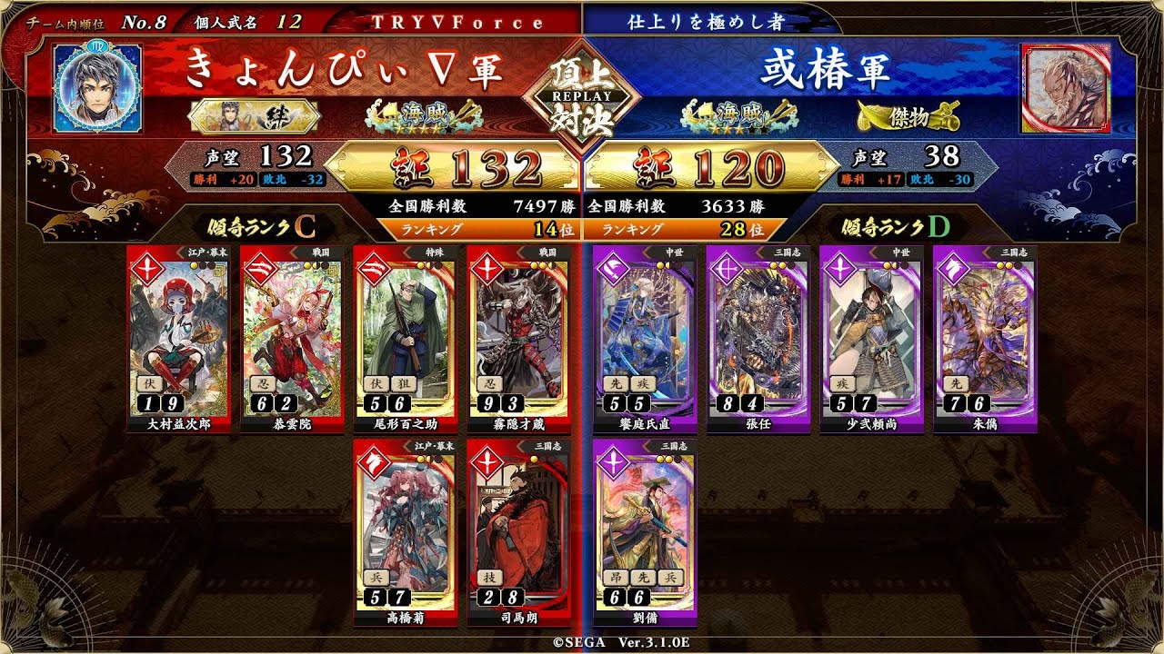 英傑大戦 頂上対決【2026/02/26】きょんぴぃ∇ VS 或椿