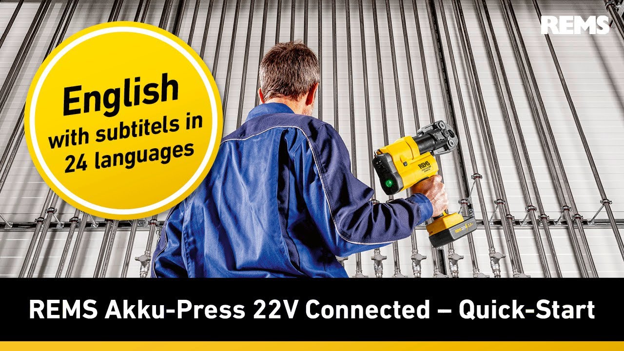 REMS Akku-Press 22V Connected &ndash; Quick-Start (English with subtitles in 24 languages)