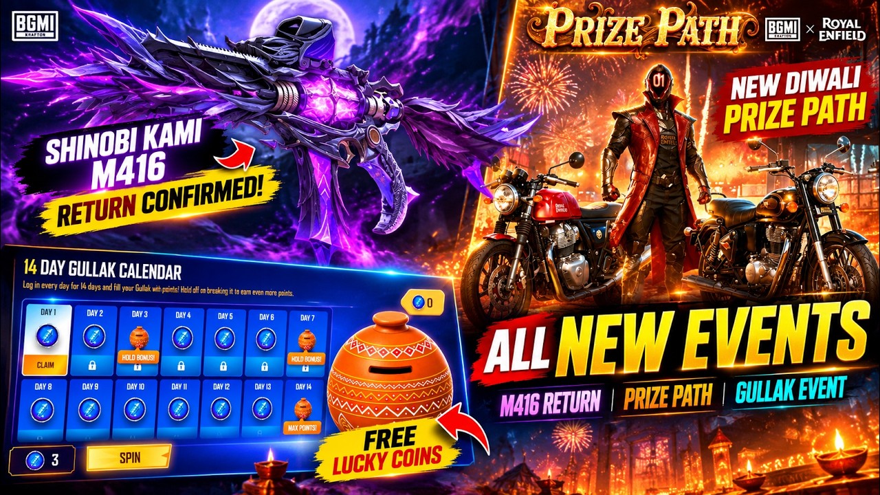 BGMI DIWALI PRIZE PATH: DON'T SPEND UC BEFORE WATCHING THIS! 🔥 (FREE LUCKY COINS)