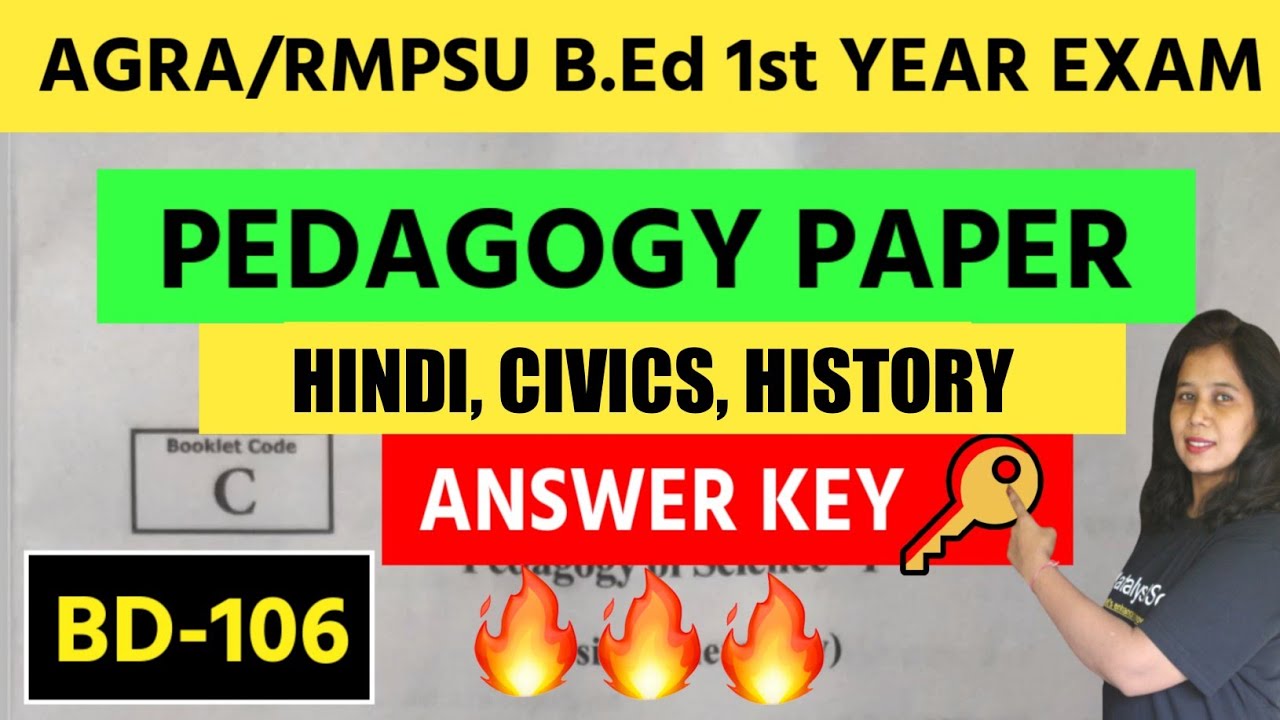 Agra/Rmpsu B.ed 1st Year Exam 2022 | BD-106 Answer Key | Hindi,Civics, History | Catalyst soni