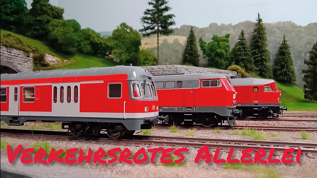 Modellbahn H0 1:87 mit BR 218, BR 215, BR 212, BR 232 in Verkehrsroter Farbgebung von Piko, Roco...