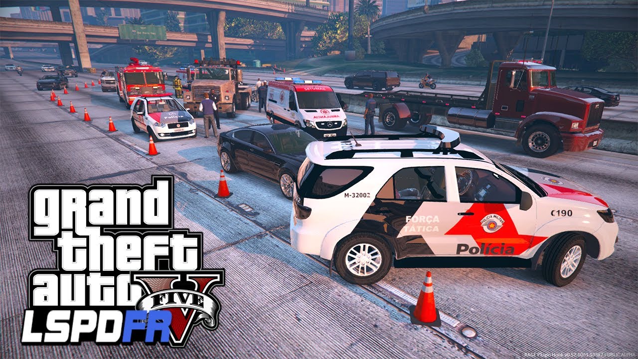 GTA V Rotina Policial Acidente gravissimo autor fugil do local do acidente PMRN Ep 211