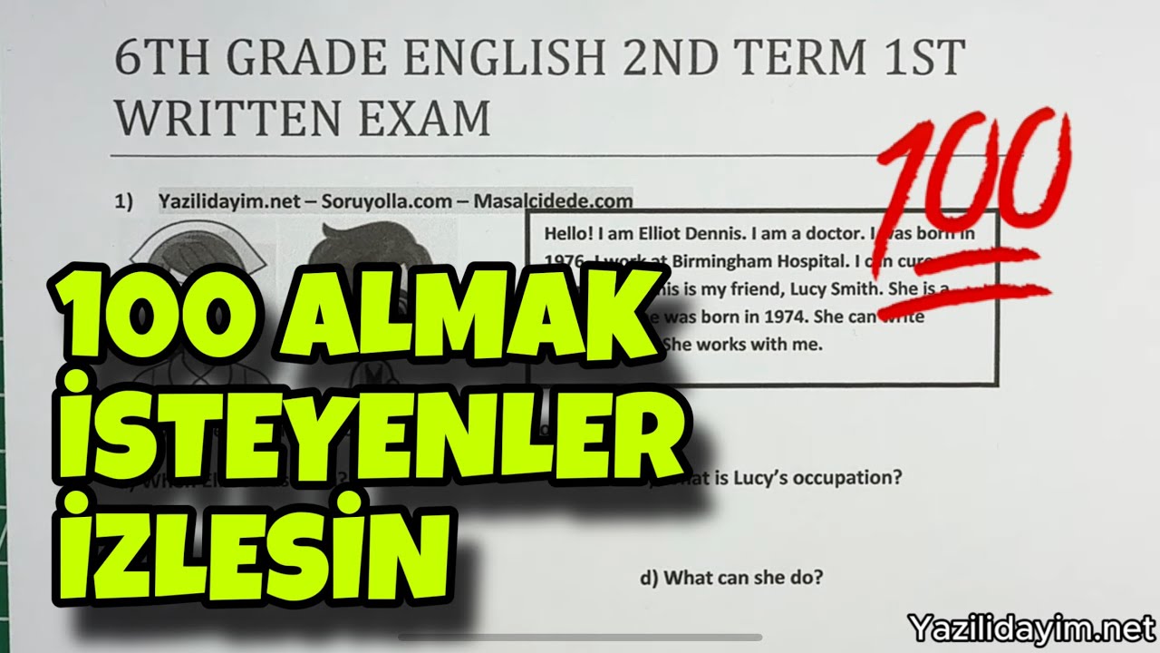 6.Sınıf İngilizce 2.Dönem 1.Yazılı
