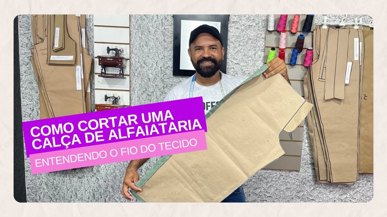 COMO CORTAR UMA CALÇA DE ALFAIATARIA ENTENDENDO O FIO DO TECIDO#moldesderoupas#costureira#costura