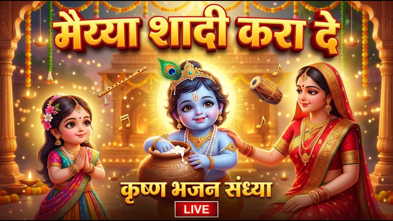 Live Krishna Bhajan | मैय्या शादी करा दे • छोटी सी राधा • नटखट कान्हा | राधे-राधे भजन संध्या