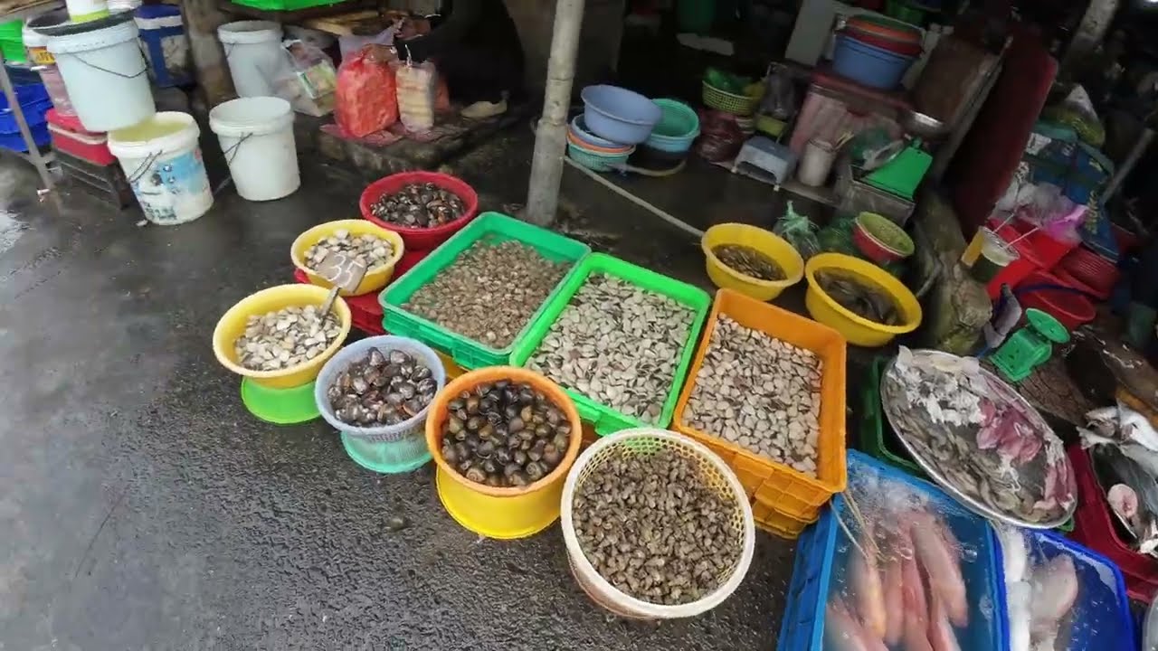 Fresh seafood market in Saigon  - - Ba Chieu Market --  plus street food stalls, crazy traffic..